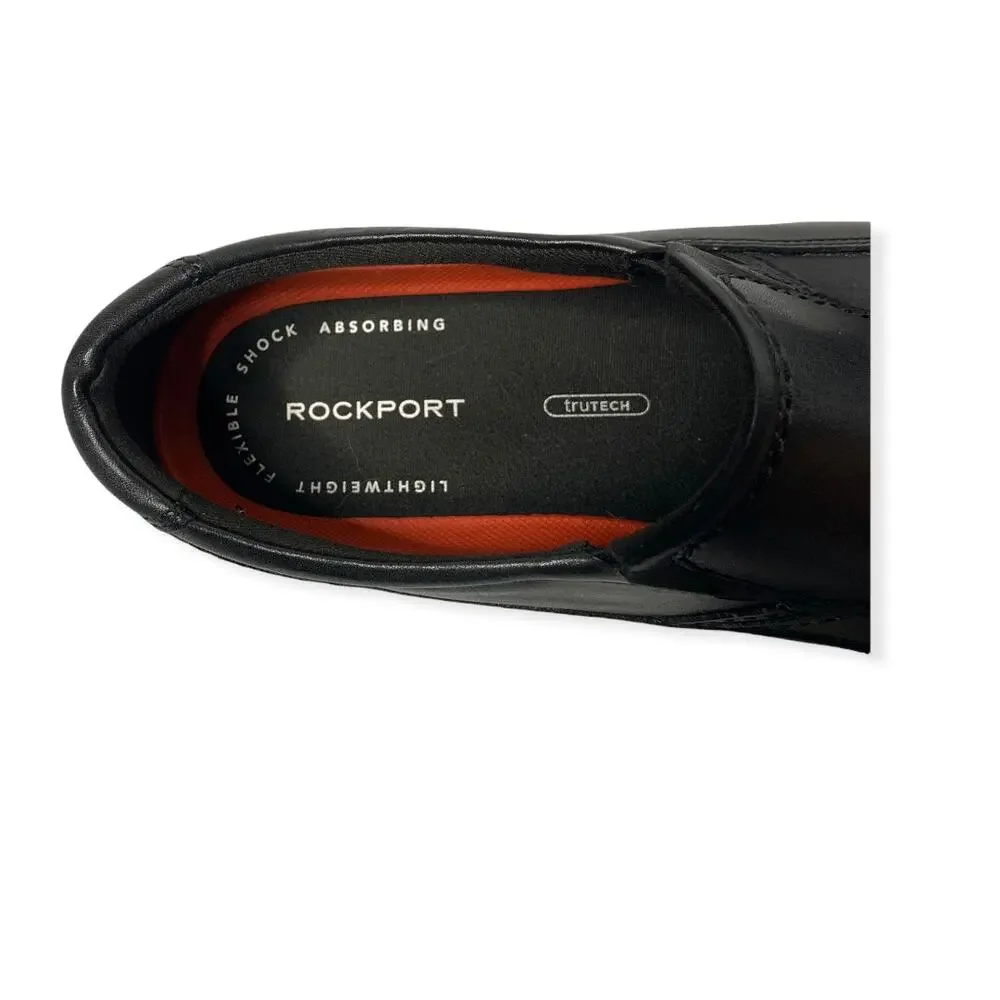 Rockport Lightweight Trutech Black Leather slip on loafer Bike Toe 8